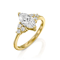 טבעת יהלום מעבדה ריילי מזהב צהוב בשיבוץ יהלומי מרקיזה