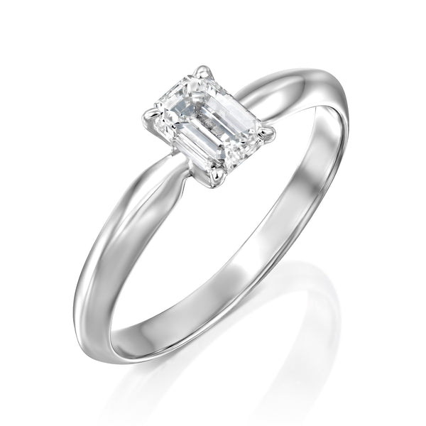 טבעת אירוסין "ברנדה אמרלד" זהב לבן