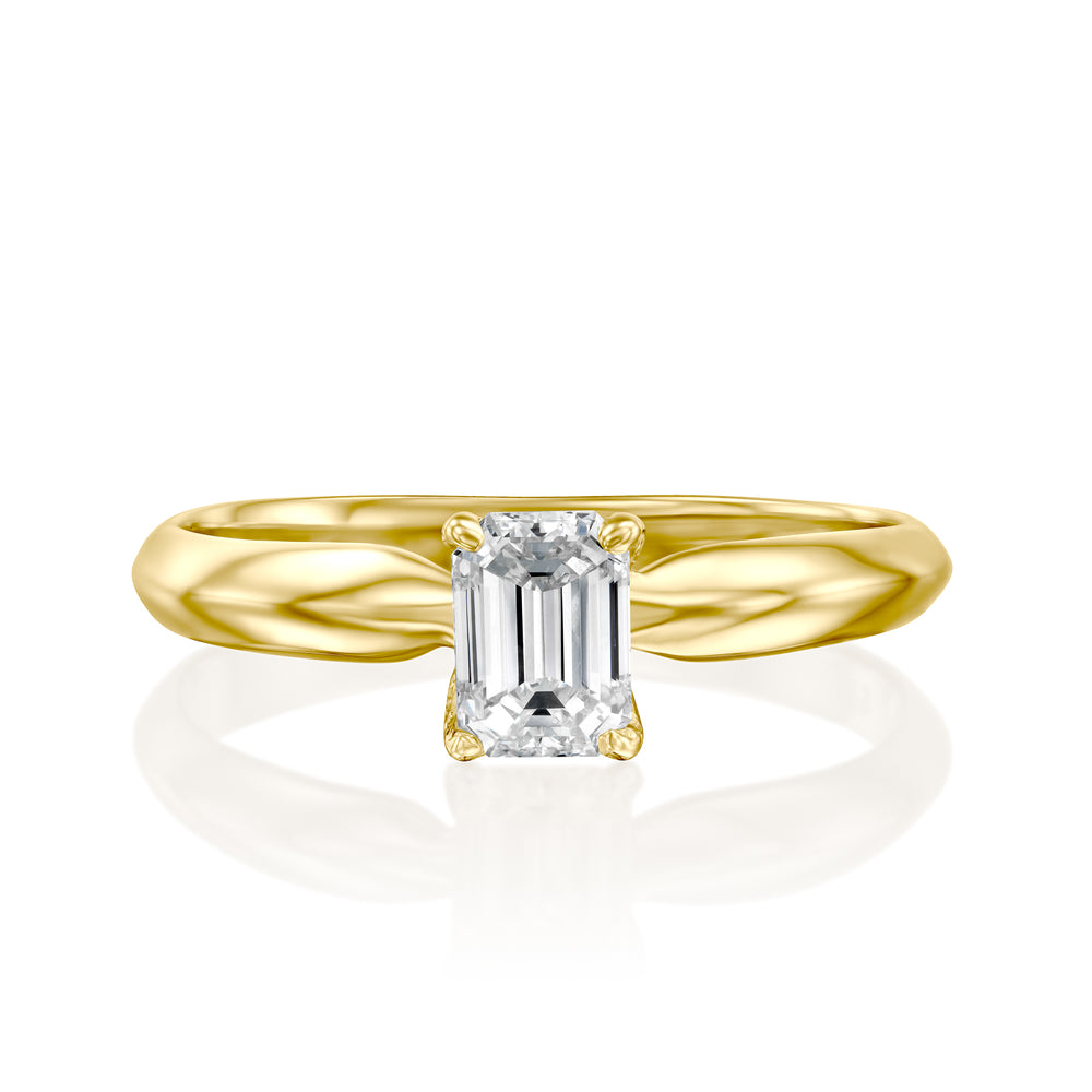 טבעת אירוסין "ברנדה אמרלד" זהב צהוב