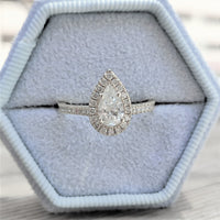 טבעת אירוסין "מלאני" יהלום טיפה זהב לבן