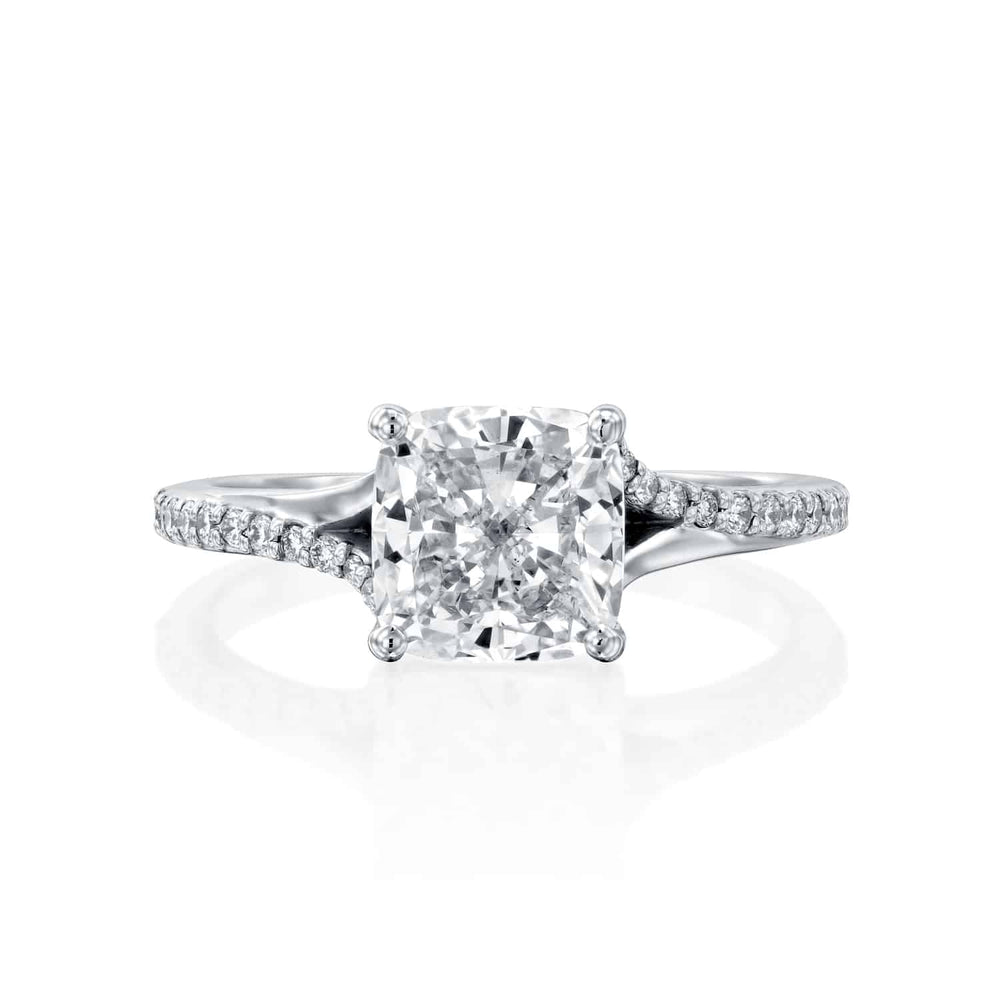 טבעת יהלומים ג'סיקה זהב לבן בשיבוץ cushion