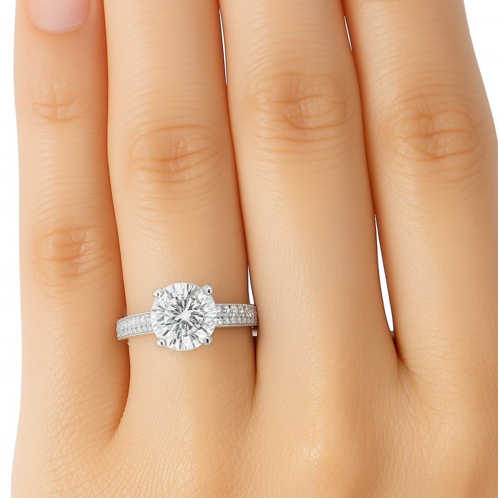 טבעת אירוסין קיי זהב לבן עם יהלום מעבדה