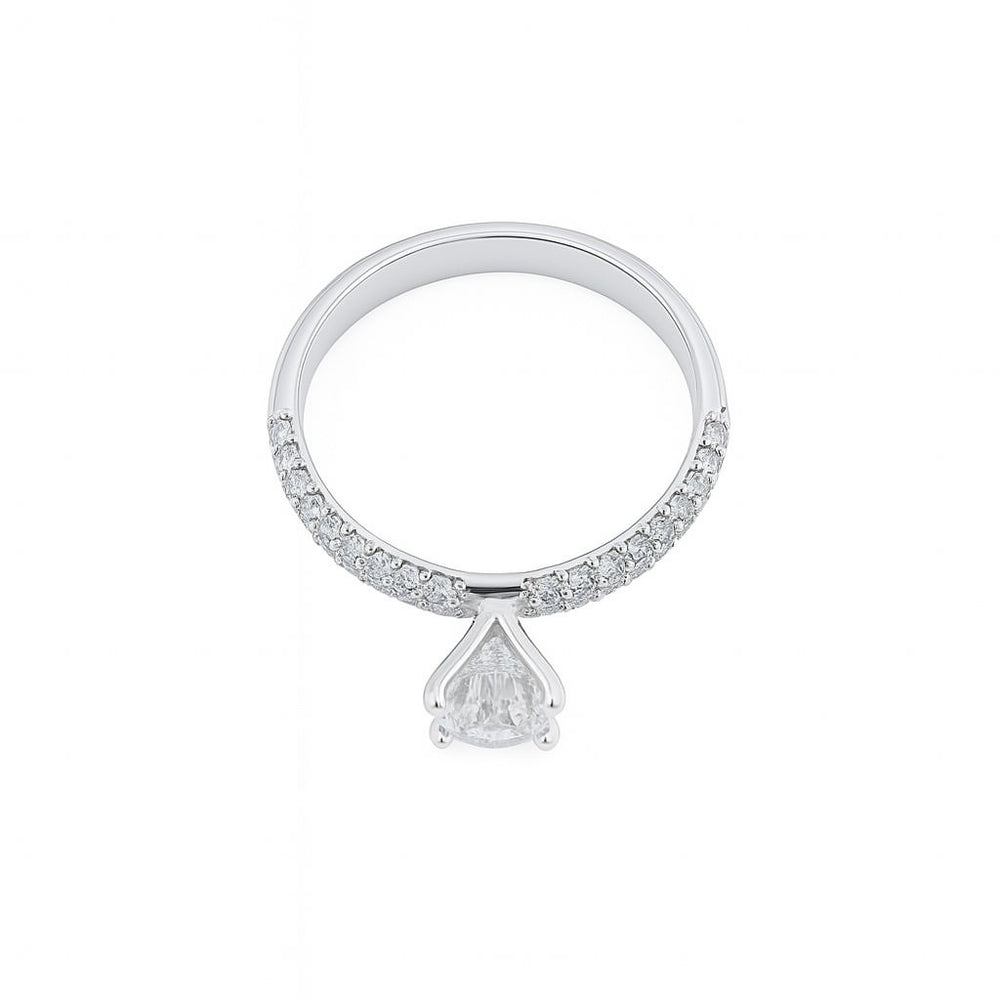 טבעת אירוסין קיי זהב לבן עם יהלום מעבדה