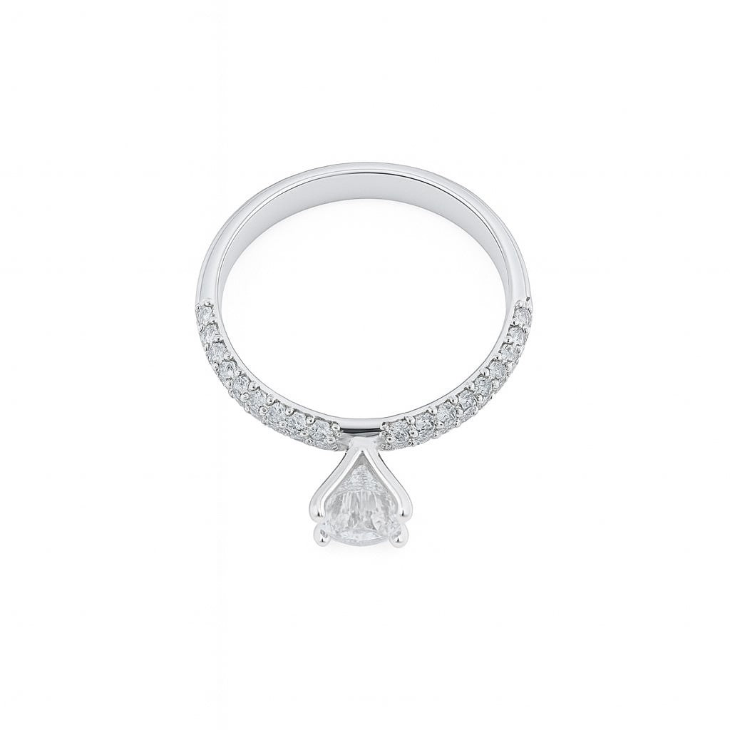 טבעת אירוסין קיי זהב לבן עם יהלום מעבדה