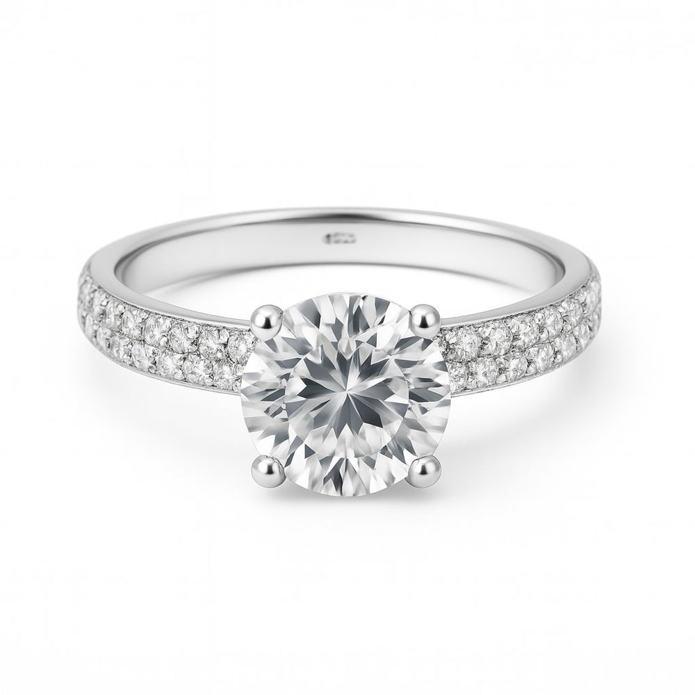 טבעת אירוסין קיי זהב לבן עם יהלום מעבדה