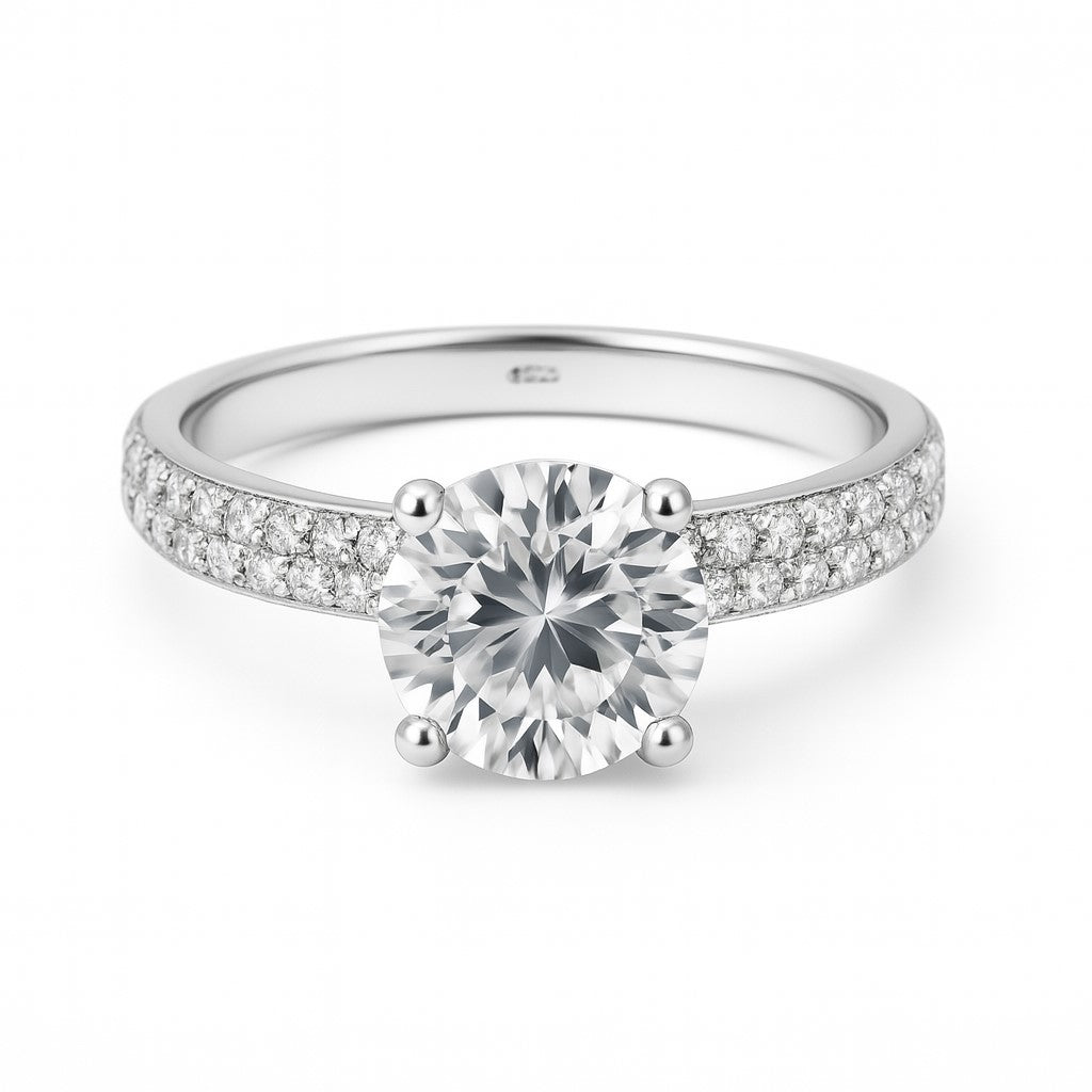 טבעת אירוסין קיי זהב לבן עם יהלום מעבדה