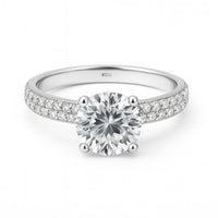 טבעת אירוסין קיי זהב לבן עם יהלום מעבדה