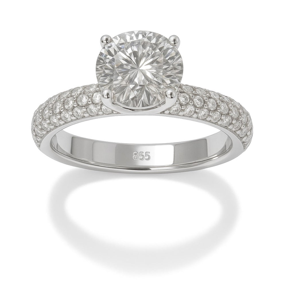 טבעת אירוסין קיי זהב לבן עם יהלום מעבדה