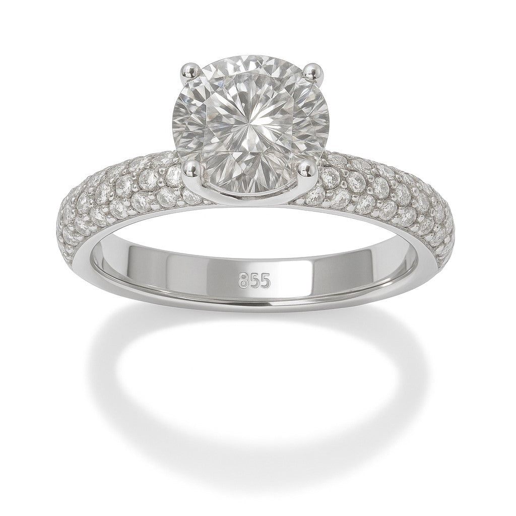 טבעת אירוסין קיי זהב לבן עם יהלום מעבדה