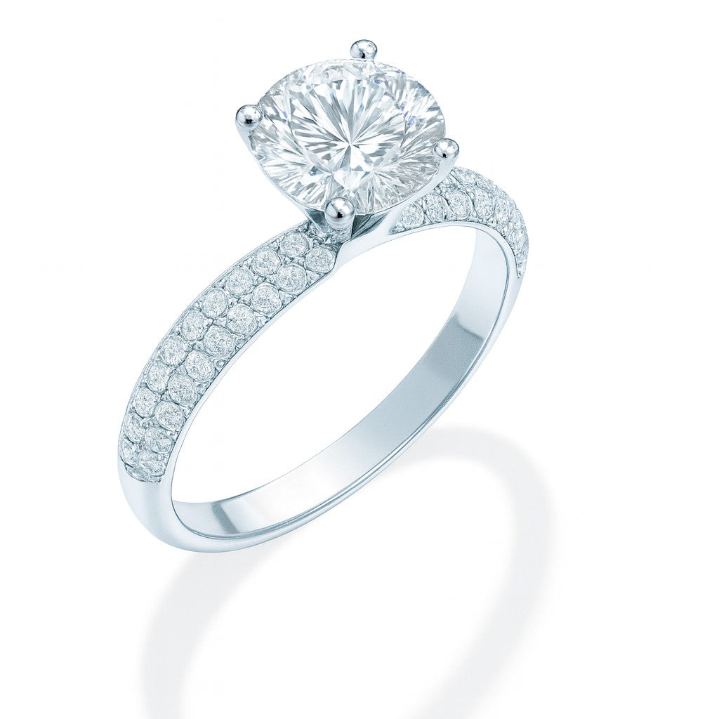 טבעת אירוסין קיי זהב לבן עם יהלום מעבדה