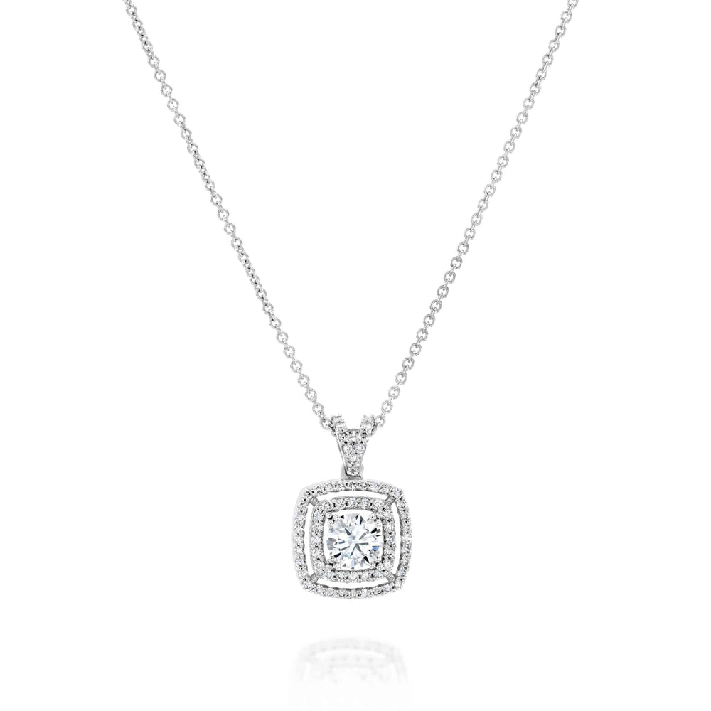 שרשרת יהלום "דאבל היילו" זהב לבן