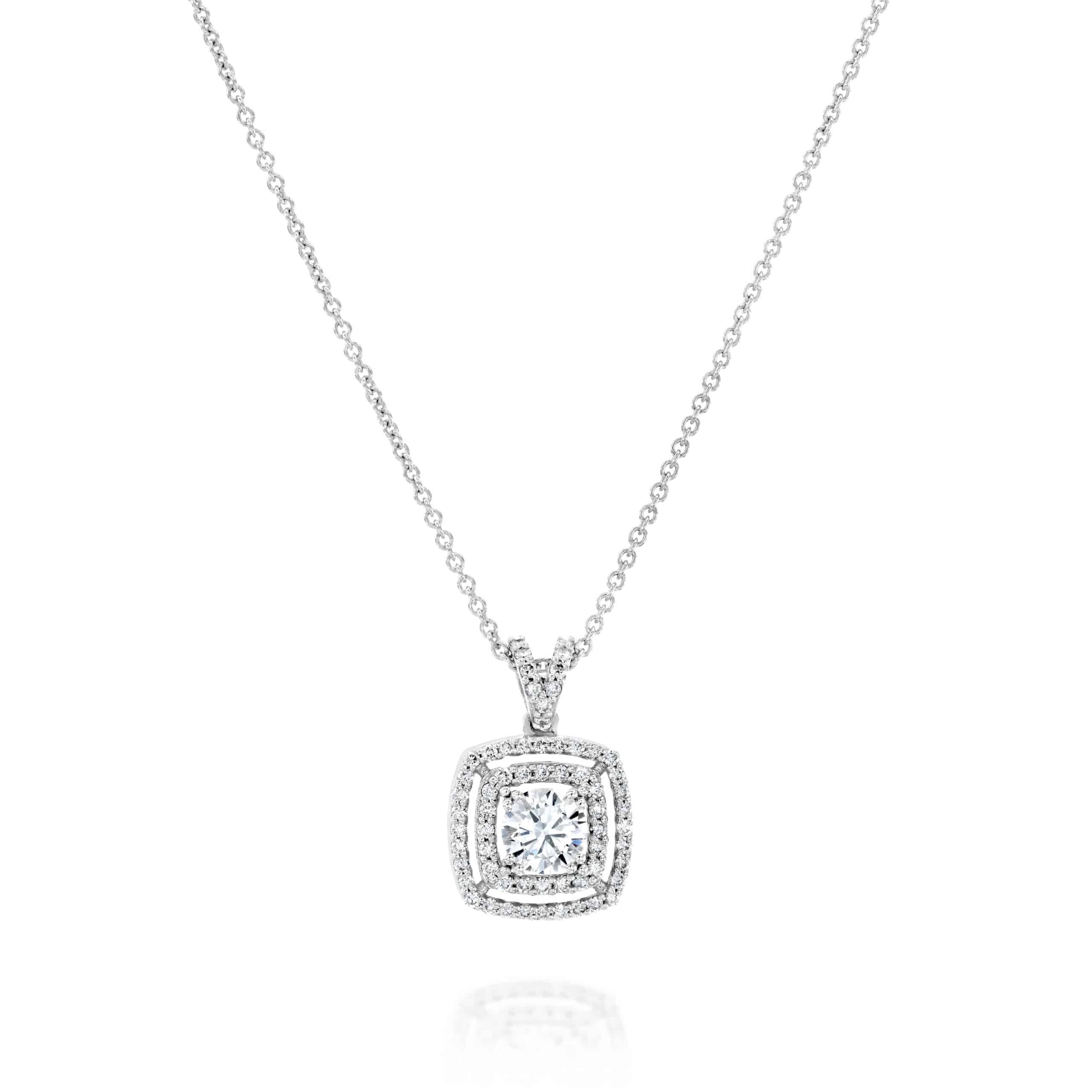 שרשרת יהלום "דאבל היילו" זהב לבן