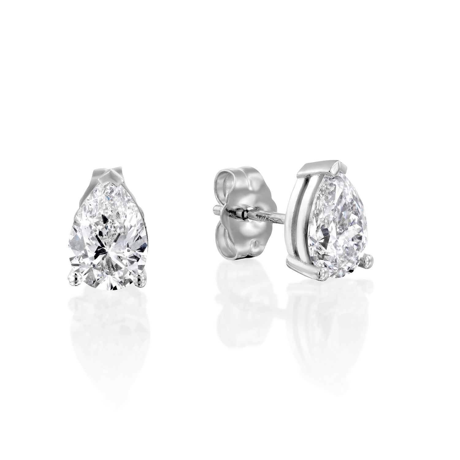 עגילי יהלומים בצורת "טיפה" מזהב לבן