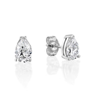 עגילי יהלומים בצורת "טיפה" מזהב לבן