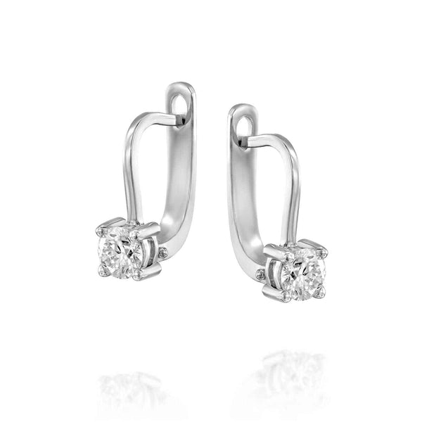 עגילי יהלום מעבדה תלוים סוליטר זהב לבן