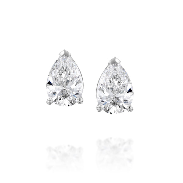 עגילי יהלומים בצורת "טיפה" מזהב לבן