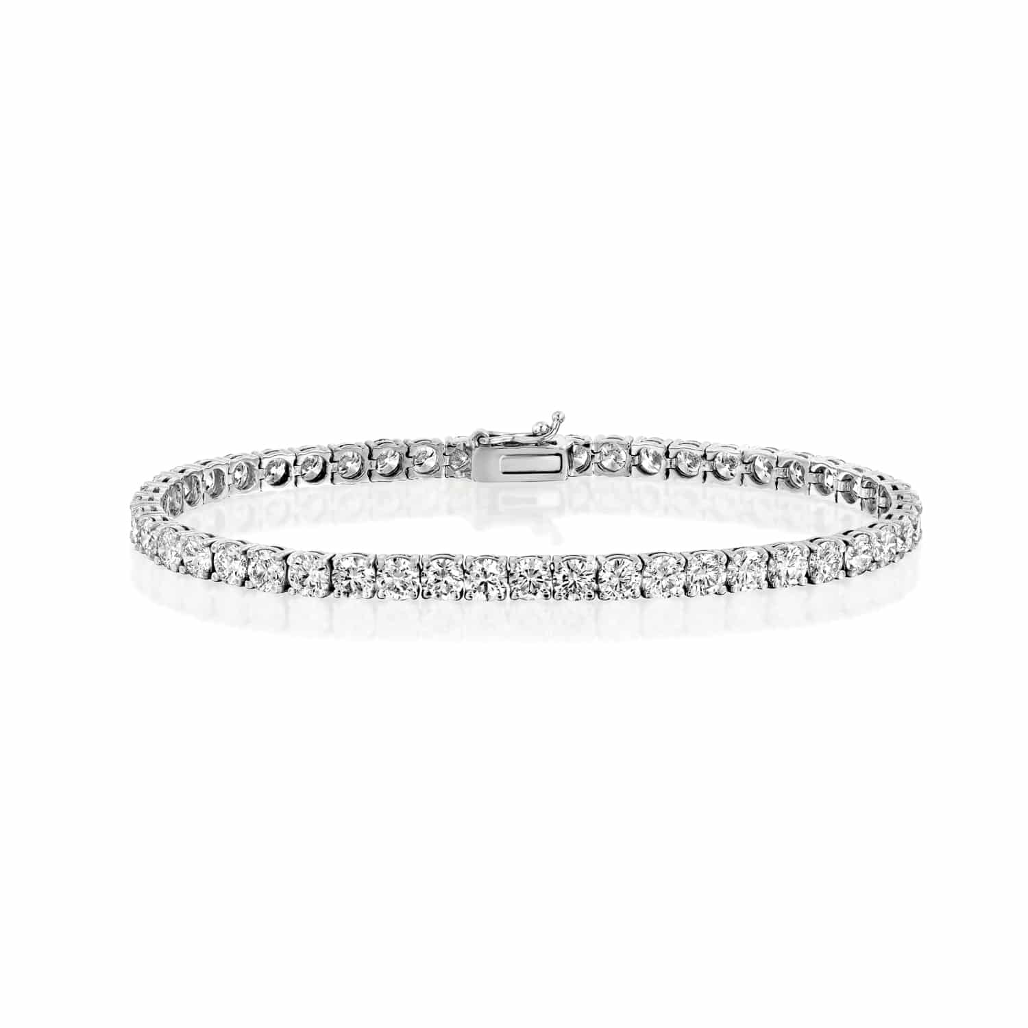 צמיד טניס שיניים 5 קראט מזהב לבן בשיבוץ יהלומי מעבדה