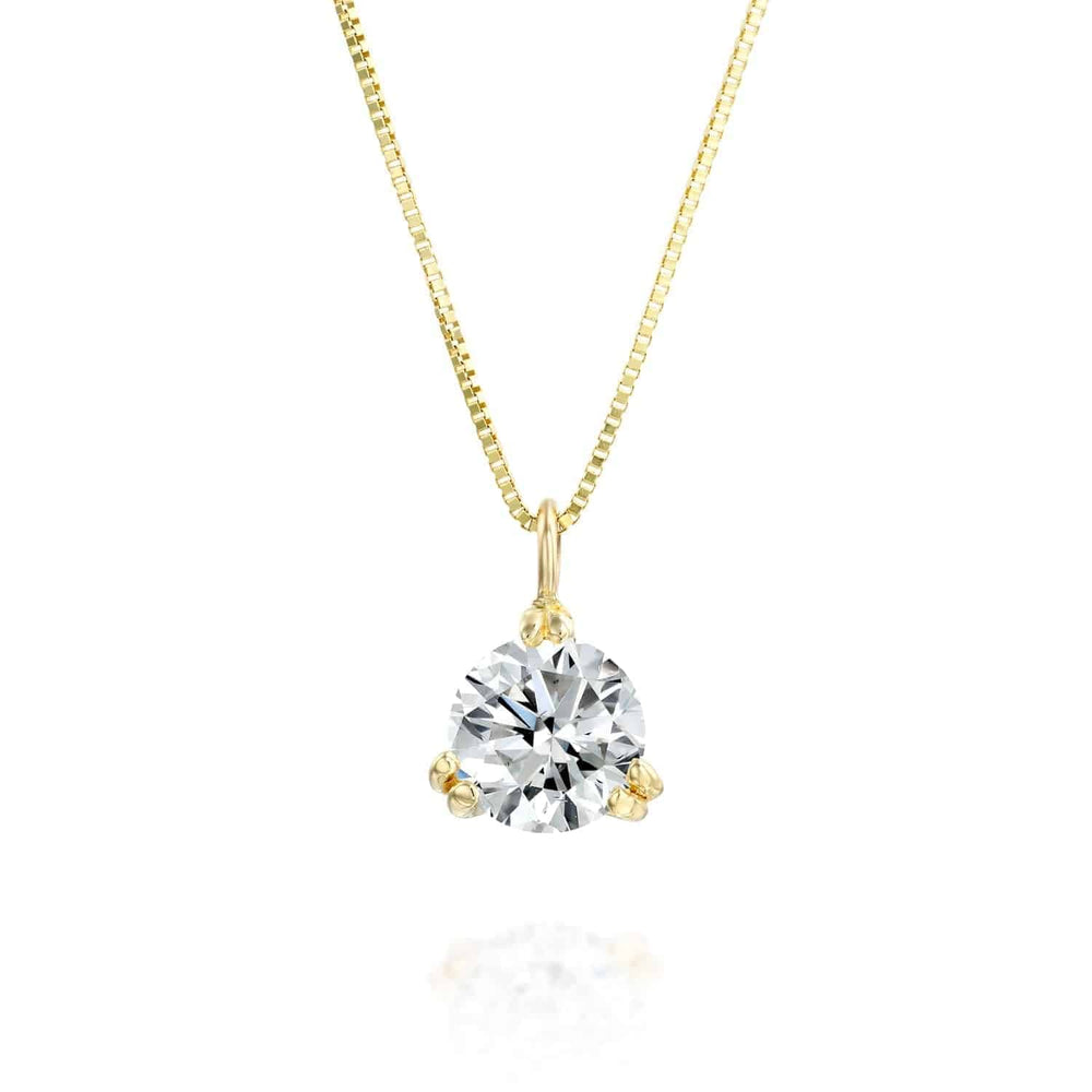 תליון יהלום "סוליטר 3 שיניים" זהב צהוב