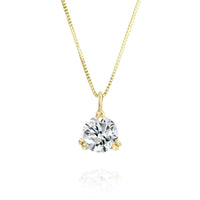 תליון יהלום "סוליטר 3 שיניים" זהב צהוב