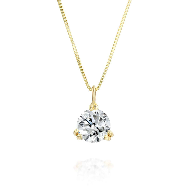 תליון יהלום "סוליטר 3 שיניים" זהב צהוב