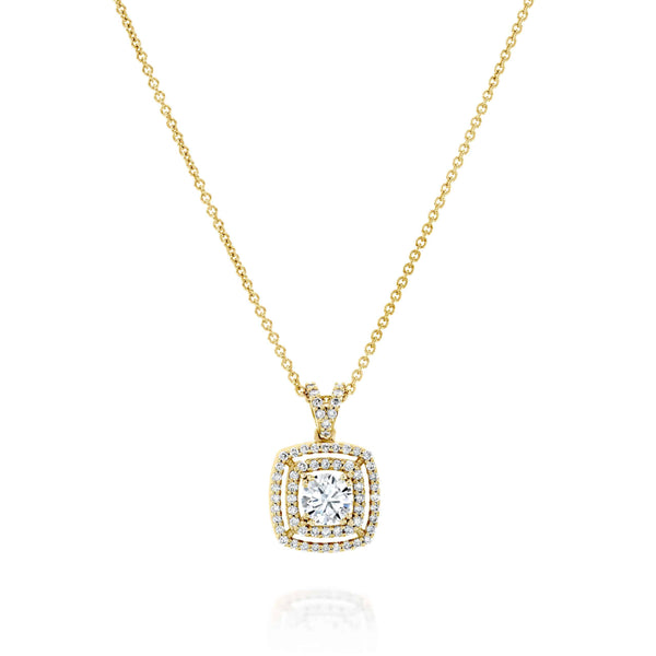 תליון יהלום "דאבל היילו" זהב צהוב