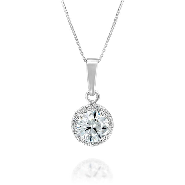 שרשרת יהלום "היילו" זהב לבן