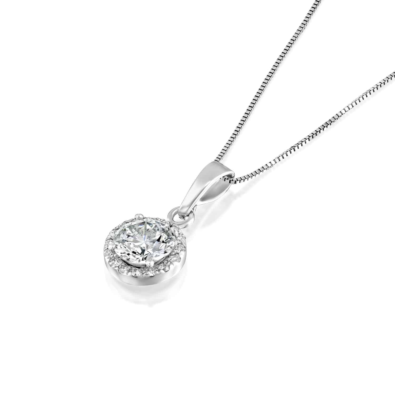 שרשרת יהלום "היילו" זהב לבן