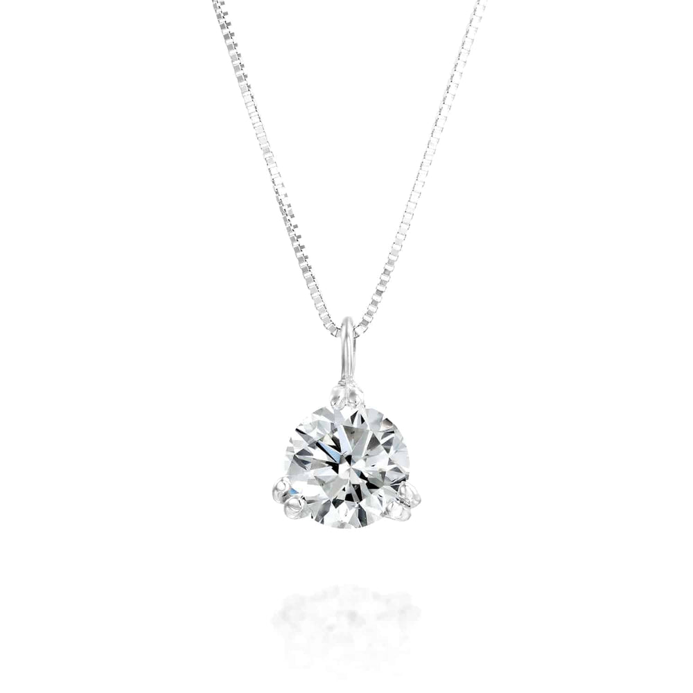 שרשרת יהלום סוליטר 3 שיניים זהב לבן