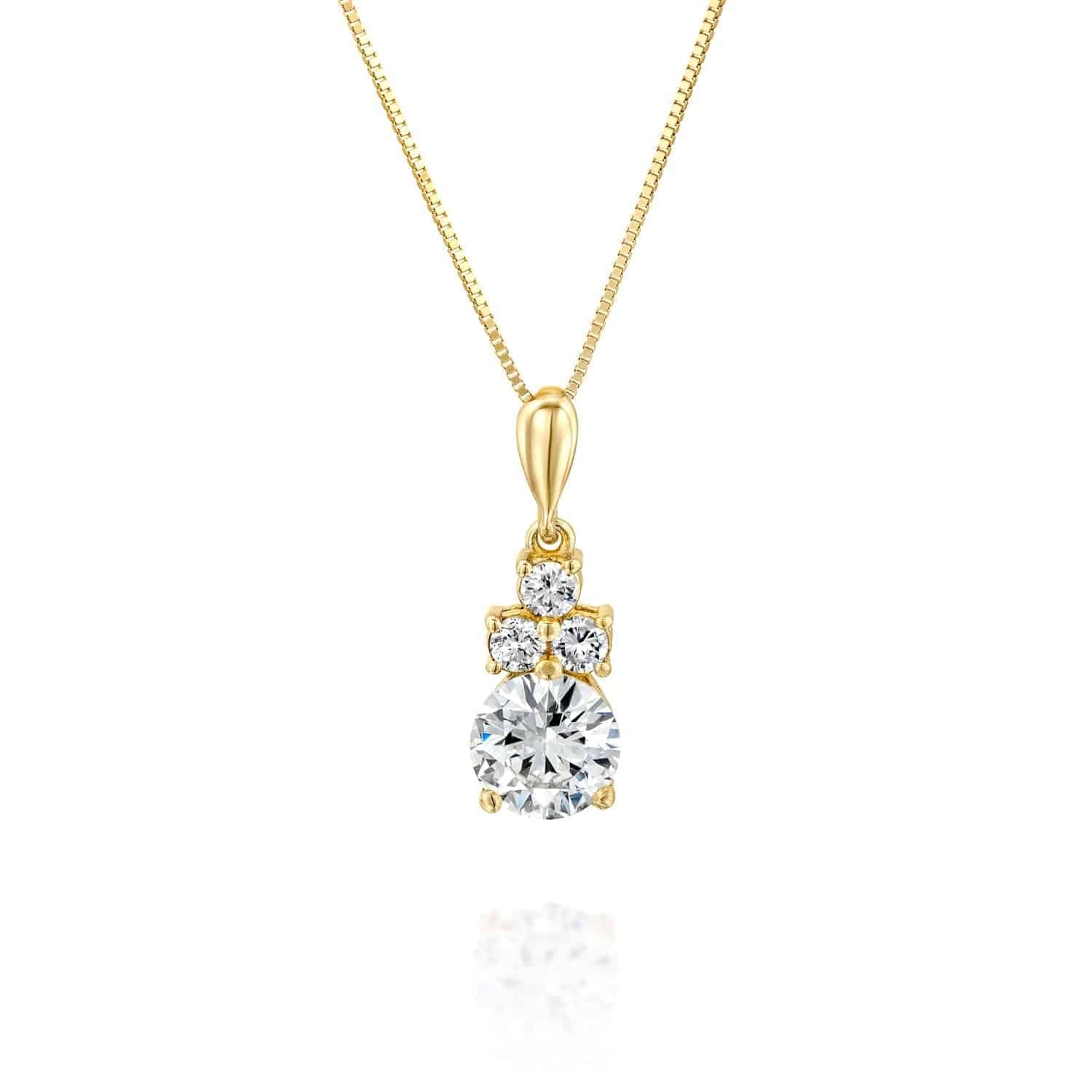 תליון יהלומים מעוצב זהב צהוב