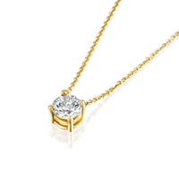 שרשרת יהלום סוליטר קלאסית זהב צהוב