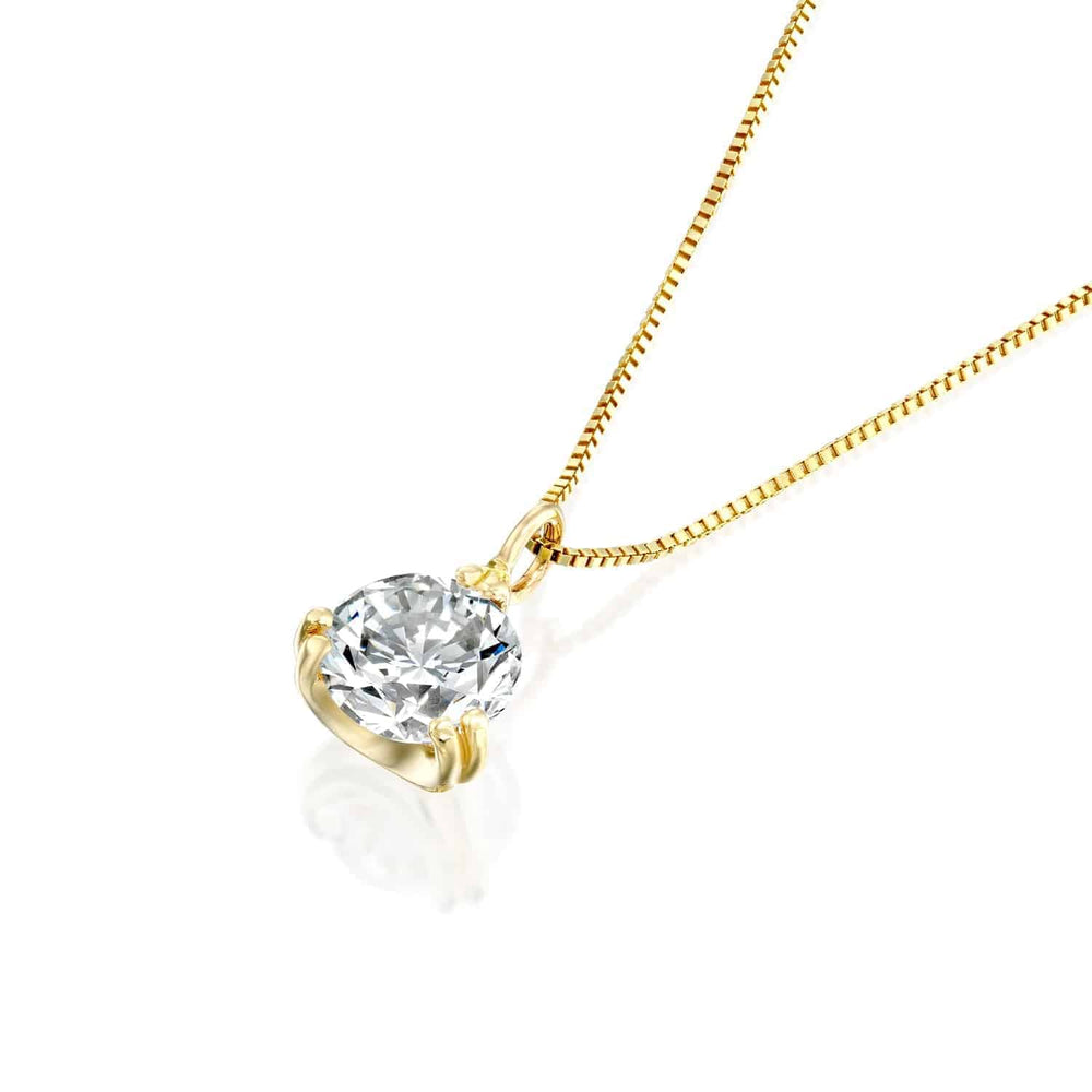 תליון יהלום "סוליטר 3 שיניים" זהב צהוב