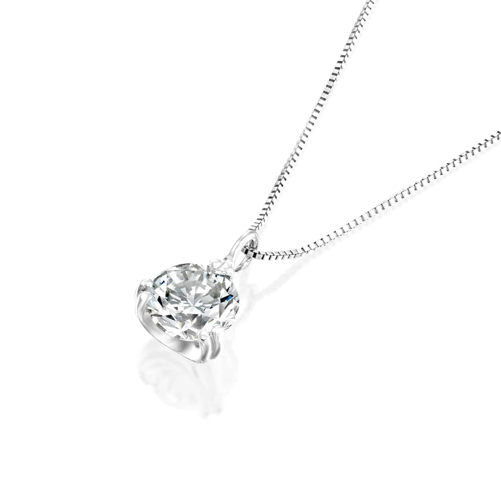 שרשרת יהלום סוליטר 3 שיניים זהב לבן