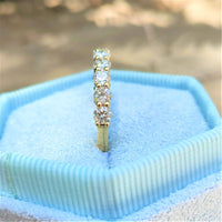 טבעת שורת יהלומים זהב צהוב