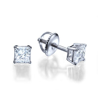 עגילי מעבדה צמודים לאוזן עם הברגה ובשיבוץ יהלומי פרינסס