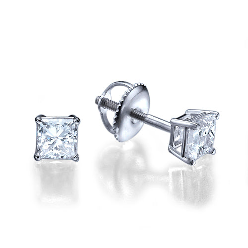 עגילי מעבדה צמודים לאוזן עם הברגה ובשיבוץ יהלומי פרינסס