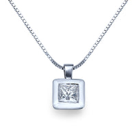 שרשרת יהלום מעבדה 1 קראט סוליטר בצורת פרינסס מרובע זהב לבן