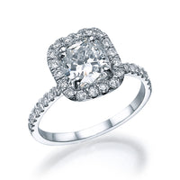 טבעת קושיין מזהב לבן עם יהלום מעבדה יוקרה וניצוץ מושלם