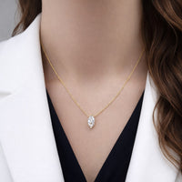 שרשרת יהלום מרחף מעבדה מרקיזה בזהב לבן