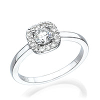 טבעת דומיניק היילו קושיין זהב לבן עם יהלום מעבדה מרכזי ויהלומים סביב