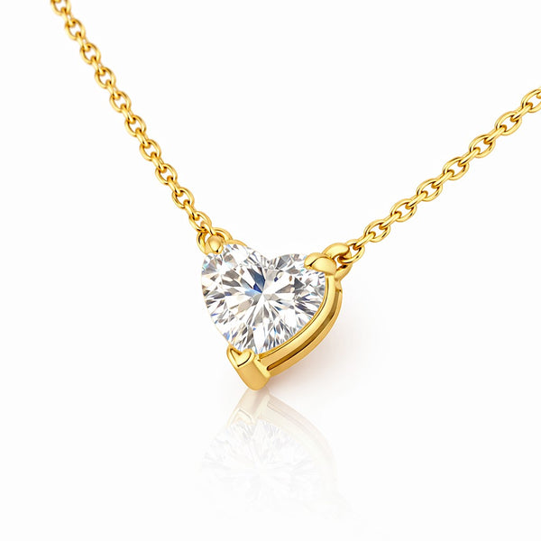 שרשרת יהלום לב מעבדה מרחפת מזהב צהוב
