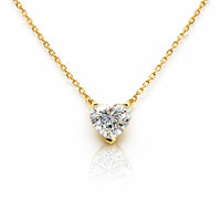 שרשרת יהלום לב מעבדה מרחפת מזהב צהוב