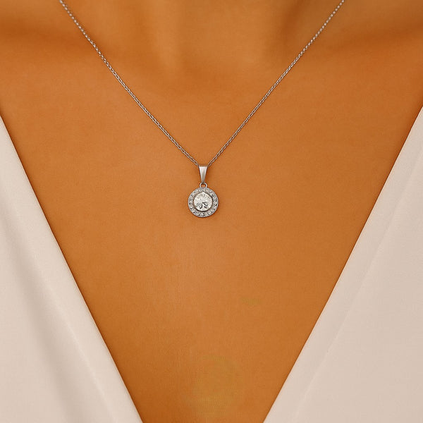 שרשרת יהלום "היילו" זהב לבן