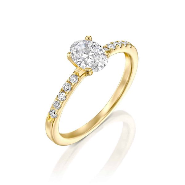 טבעת אירוסין "בלה" אובל זהב צהוב