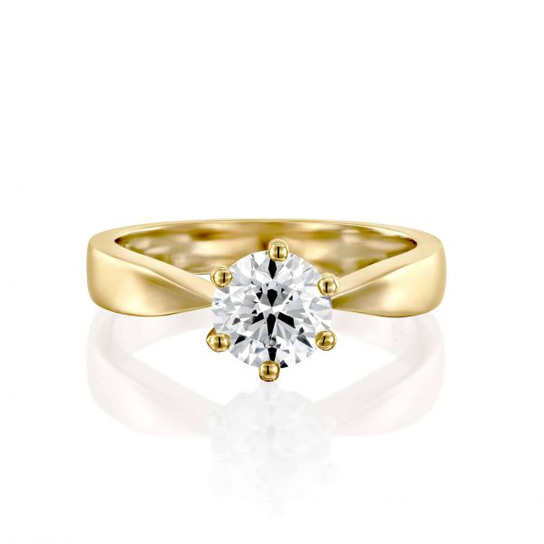 טבעת אירוסין "אווה" סוליטר זהב צהוב