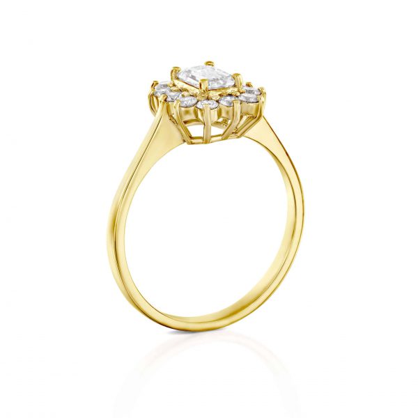 טבעת יהלום "דיאנה" אמרלד זהב צהוב