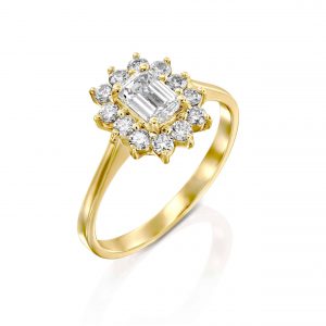 טבעת יהלום "דיאנה" אמרלד זהב צהוב