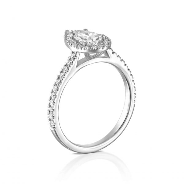 טבעת אירוסין "מלאני" יהלום טיפה זהב לבן