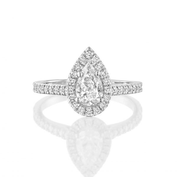 טבעת אירוסין "מלאני" יהלום טיפה זהב לבן