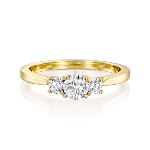 טבעת שלושה יהלומים "בר" זהב צהוב