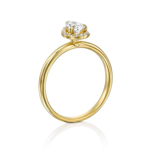 טבעת יהלום טיפה "רוז" זהב צהוב